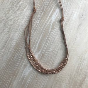 gold and brown beaded necklace
